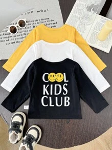 SHEIN Baby Jungen Langarm Oberteile mit Gesichtsprint, Mehrfarbig Schwarz Weiß Gelb, modisch lässig, Mehrfachpack - Verschiedenfarbig - Übersicht 7