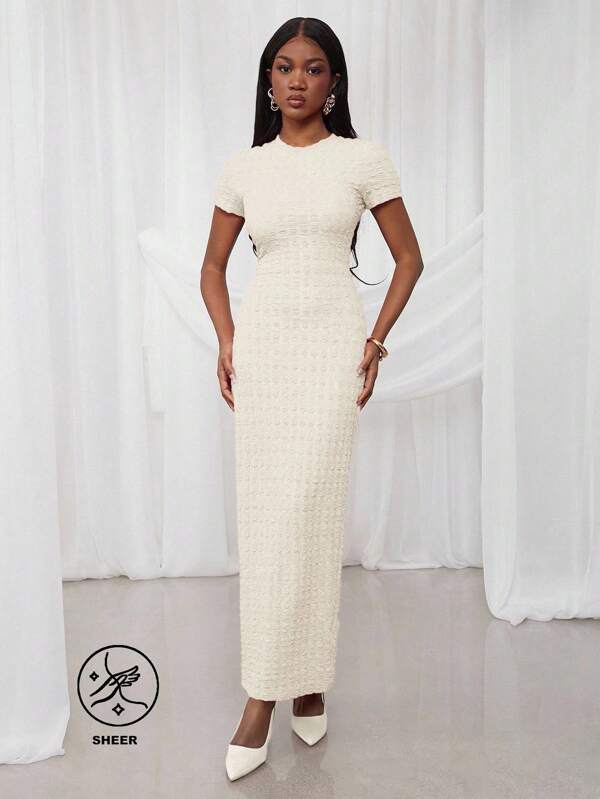 NYA SZN Vestido camiseta de manga corta, ajustado, para ocasiones especiales como primavera, vacaciones, graduación, boda, cena nupcial, baile de graduación