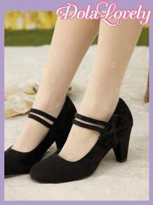 Dola Lovely Vintage Blumenmuster High Heel Einfache Pumps, Multifunktional & Praktisch - Schwarz - Übersicht 8