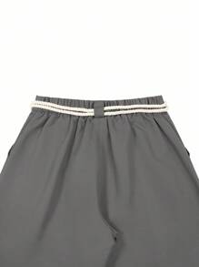Manfinity Hypemode Pantaloni ampi a vita alta in stile americano casual, gamba larga, in velluto a coste, pantaloni dritti rilassati, colore bianco