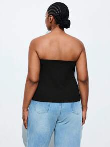Maija Plus Size Casual Black Knitted Strapless Top With Gold Button Details For Women Plus Size Plus Size Tube Tops Curve Tube Top Strapless Tops Plus Size Strapless Top Tube Top Fall Women Clothesback To School Clothes Homecoming Modest Vintage Clothes Women Old Money Teacher Outfits For Women Going Out Tops Women Business Casual Woman Fall Clothes Plus Size Date Night Outfits Women Business Casual Woman Curve, Christmas Women's Clothing