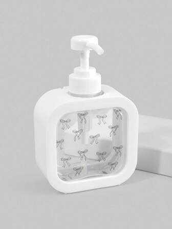 Kawaii Botella recargable de 300ml con lazo, dispensador de jabón líquido de gran capacidad con caja cuadrada, dispensador de espuma