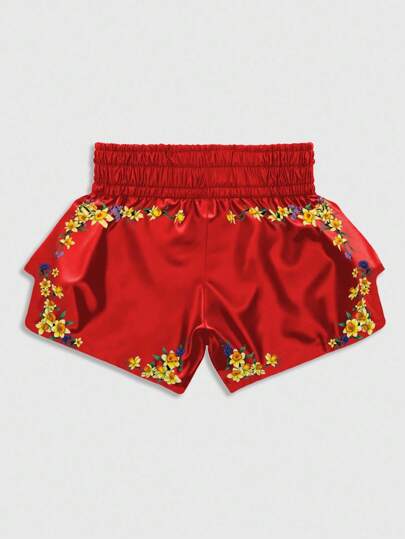 Anime Pantalones cortos de boxeo para hombre con estampado floral de la Virgen María