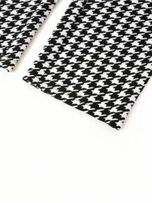 Ellevyn 女士褶皱锥形裤，针织弹力千鸟格印花格子，优雅日常穿着，秋冬 - 黑與白 - 查看 5