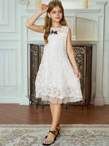 Hapijoa 女童无袖圆领连衣裙，秋季服装 - 杏色 - 查看 7