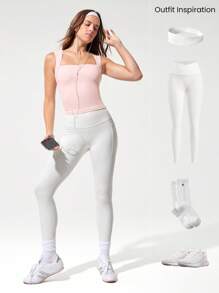 GLOWMODE FeatherFit™ Full Underarm Hip Length Square Neck Basic Tank Top Low Impact Yoga Pilates Studio Daily Removable Cups Valentine's Day