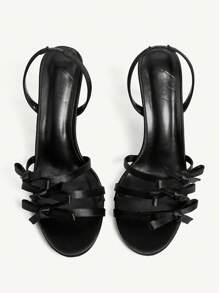 CUCCOO CHICEST 女士时尚珍珠脚链红色高跟凉鞋 - 黑色 - 查看 8