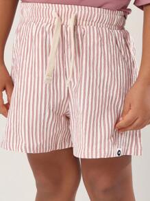 SUMWON 海滩氛围度假俱乐部儿童夏季卡普里意大利印花T恤短裤套装休闲酷炫假日休闲装地中海时尚男童套装 - 藕粉色 - 查看 6