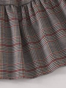 SHEIN 三件套女童优雅时尚套装：白色长袖休闲衬衫、红色针织背心和格子裙，适合上学、上班和秋季穿着。 - 紅色 - 查看 4