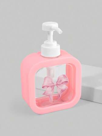 Kawaii 300ml Pink Bow Design Refillable Pump Bottle, Large Capacity Gift Box Hand Soap Dispenser Pump
