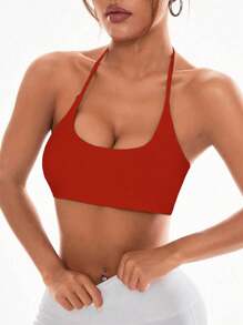 Slayform Slayform Women's Simple Solid Color Wireless Racerback Sports Bra - Red - View 7