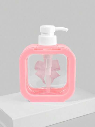 Kawaii 300ml Pink Bow Design Refillable Pump Bottle, Large Capacity Gift Box Hand Soap Dispenser Pump