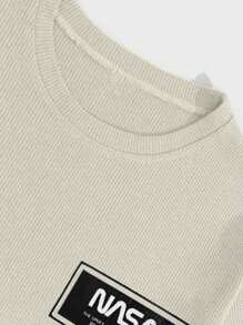 EURMUSE 100%Cotton Men Waffle Fabric Letter Printed Regular T-Shirt & Short Set - Beige - View 4