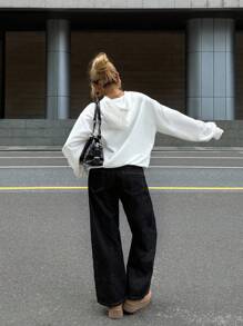 SHEIN Teens Girl Casual Minimalist Loose Fit Cherry Pattern Pullover Hoodie,In Fall/Winter