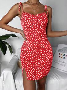 Breezaya 女款全印花褶饰胸围吊带连衣裙度假海滩装