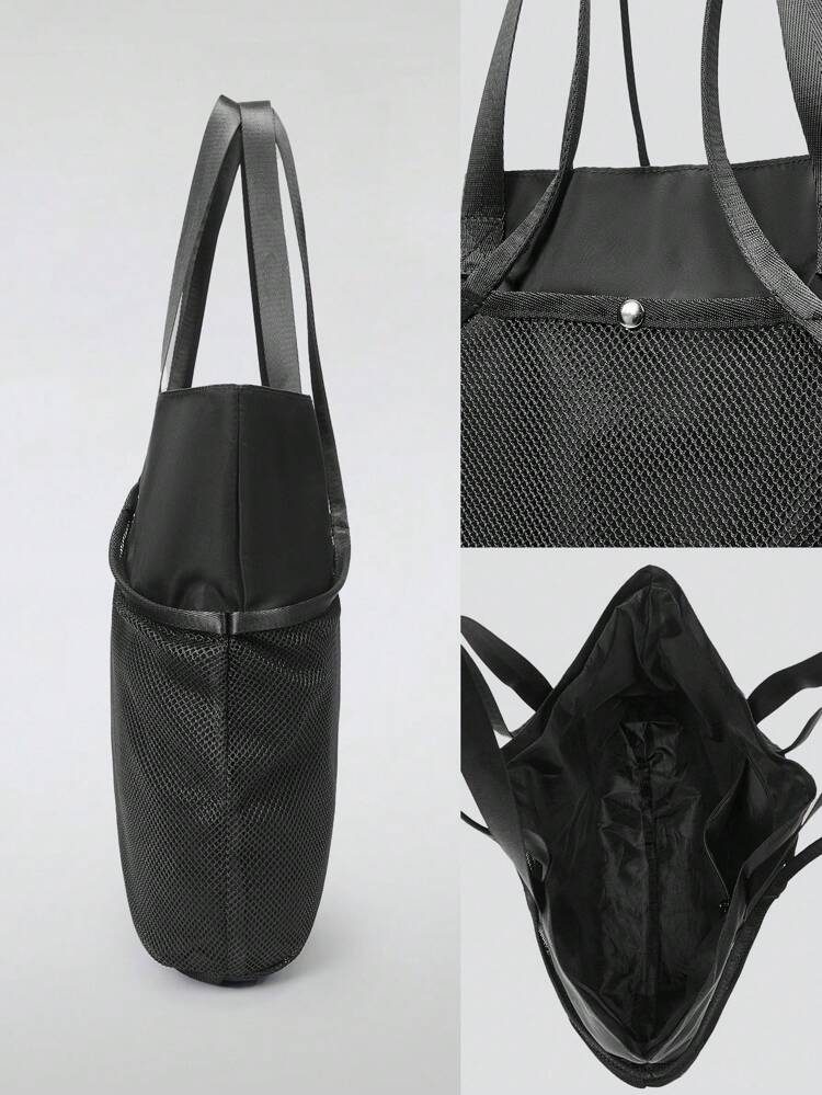 17L 3-In-1 Tote Bag Exterior Fishnet Compartment Interior Nylon With Zippered Pocket Daily Casual Workout