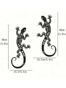 2pcs Metal Gecko Wall Art Decor - Modern Reptile Design Indoor/Outdoor Iron Wall Sculpture, Suitable For Home, Garden, Patio - No Electricity Required