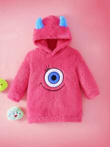 SHEIN Perso Play Baby Mädchen Lässiger bestickter grüner Fleece Kapuzen-Romper, Herbst/Winter