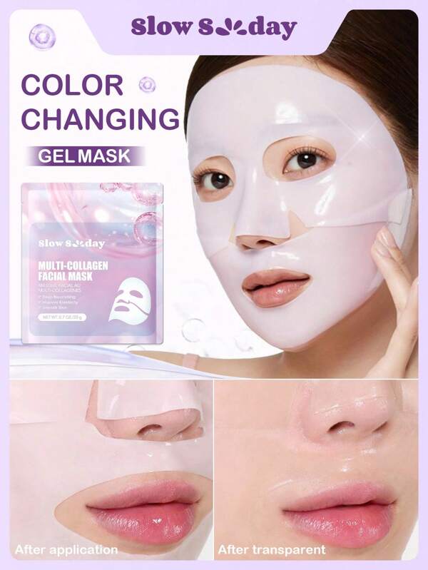 SlowSunday Multi-Collagen Facial Mask, Korean Collegan Mask, Jelly Collegan Face Mask, Deep Moisturizing, Improve Elasticity, Smooth Skin