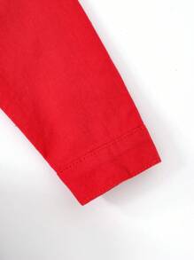 SHEIN 女孩街头风格短款牛仔夹克 - 紅色 - 查看 4