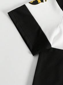 Manfinity Campus Court 男士字母印花撞色短袖休闲通勤 Polo 衫 - 彩色 - 查看 6