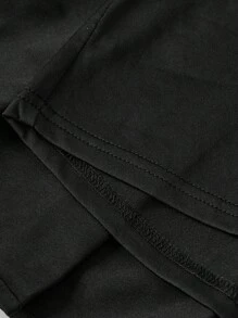 SHEIN Teens Girls Casual Letter Print Crop Baseball Jacket & A-Line Skirt 2-Piece Set, Comfortable & Simple - Black - View 6