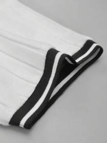 Claim Dot 男士休闲罗纹饰边短袖 Polo 衫，适合夏季/日常穿着，男士针织 Polo 衫，男士针织 Polo 衫，男士罗纹 Polo 衫，修身针织 Polo 衫，男士白色罗纹 Polo 衫，送给男朋友的绝佳礼物，开学季男士罗纹针织 Polo 衫，男士短袖针织 Polo 衫 - 白色 - 查看 5