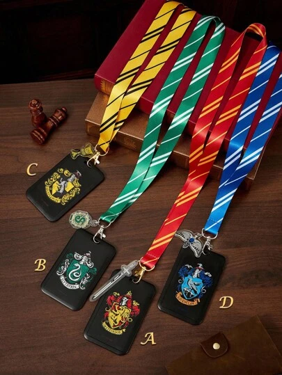 HARRY POTTER X SHEIN 1 pieza Tarjetero con cordón estampado con logotipo, puede contener 2 tarjetas