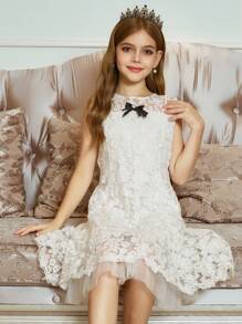 Hapijoa 女童无袖圆领连衣裙，秋季服装 - 杏色 - 查看 3