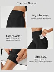 GLOWMODE 26'' FeatherFit™ Fleece Warm Tummy Control High-Rise Waist Leggings Low Impact Yoga Daily Warm Winter