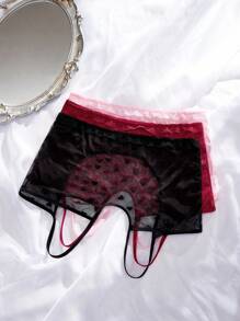 SpicyHot 3 Pcs Set Women Sexy Lace Panties, Random Heart Pattern - Multicolor - View 1