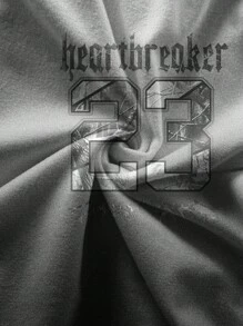 Brisco Brands 灰色渐变不对称领口字母印花女式长袖 T 恤露肩上衣女式图案 T 恤 Y2K 2000 年代可爱上衣秋冬返校俱乐部服装女式性感 - 灰色 - 查看 5