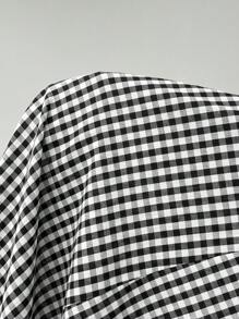 Solflare Váy kẻ caro mùa hè cỡ lớn có dây buộc bướm có thể điều chỉnh ở phía sau - Đen và trắng - Xem 5