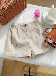 Pantaloncini casual intrecciati a blocchi di colore per ragazze giovani