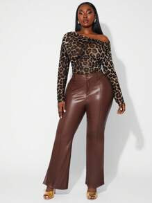 SHEIN SXY 大码女装春夏优雅性感日常简约时尚休闲网纱透视豹纹不对称连体衣，适合西式穿搭、邮轮度假、音乐节、演唱会、狂欢派对、波西米亚风、度假、郊游、海滩度假、层次丰富的穿搭、假日、约会之夜、聚会、生日、单身派对、鸡尾酒会、正式活动、辣妹风、伊比沙岛、纳什维尔、休闲、锐舞派对、简约、时尚、夜店、可爱、休闲、购物、街头风、外出等场合，修饰身材 - 彩色 - 查看 7