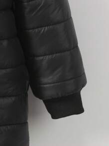 SHEIN Elladie kids Abrigo acolchado con capucha y cremallera forrado de felpa para niñas, temporada de vuelta al colegio - Multicolor - Ver 5