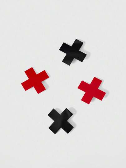 Anime 4 piezas Pinzas para el cabello de cruz minimalistas punk, pinzas para pato alic rojo y negro Baddie Y2K, accesorios de moda con diseño de nicho para uso diario