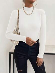 Chiquease Women Stand Collar Long Sleeve Casual Fleece Sweater Fall Winter Cloth For Women - White - View 6