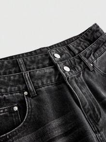 ROMWE MEN Street Life Herren Jeans mit bunter Diamant-Gürtelschlaufe und weiter Passform