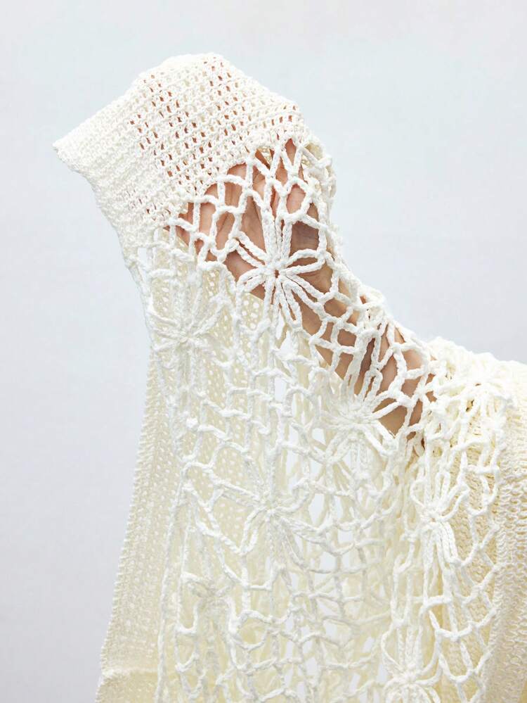 SHEIN Maija Women's Hollow-Out Solid Color Casual Vacation Knit Skirt