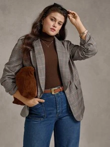 Zelara Blazer versátil de talla grande para mujer con manga 7/8, de estilo minimalista para ir al trabajo