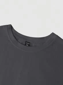 Manfinity Homme Áo thun nam cổ tròn tay ngắn in hình cờ Mỹ cỡ lớn, mùa hè - Màu xám đen - Xem 5