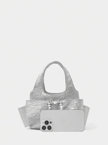 SHECARRY Fashionable Casual Versatile Women Top Handle Bags - Silver - View 3