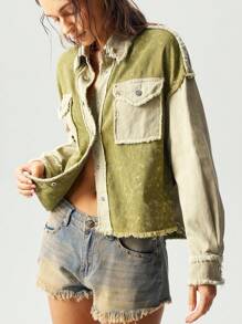 Bohemela Áo khoác cardigan dáng rộng tay rộng màu tương phản có tua rua cỡ lớn dành cho nữ - Nhiều màu - Xem 5