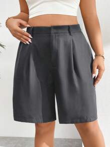 Auralis Plus Size Summer Shorts Back To School Teacher Spring - Dark Grey - View 3