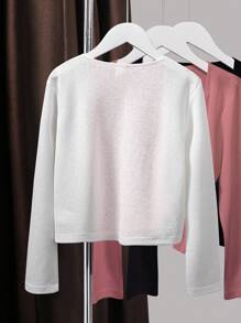 Sparklyn Tween Girls Casual Cardigan, Suitable For Outerwear, Can Be Layered Over Dresses And Jackets Fall Winter - White - View 2