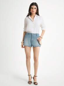 Daynim Women's Casual Washed Denim Shorts, Suitable For Vacation - Light Wash - View 3