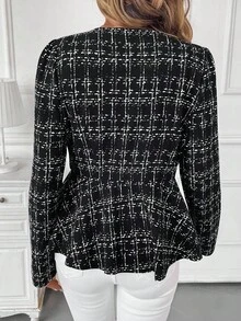 SHEIN Clasi 秋冬女士常规休闲通勤简约日常拉链长袖夹克 - 黑色 - 查看 2