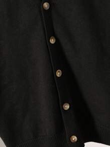 Boys' Fashionable Minimalist Knit Cardigan Sweater Boys Cardigan Kids Cardigan School Cardigan Boys Sweater Boys Black Knit V-Neck Cardigan With Button Front For Everyday Casual Style Tween Boys Everyday Long Sleeve Black Knit Cardigan With Regular Hem And V-Neck Plain Black Knitwear Cardigan For Tween Boys With Long Sleeves And Button Front Design Boys Black Knit V-Neck Cardigan With Button Front For Everyday Casual Style Plain Black Knitwear Cardigan For Tween Boys With Long Sleeves And Button Fall Winter - Black - View 5