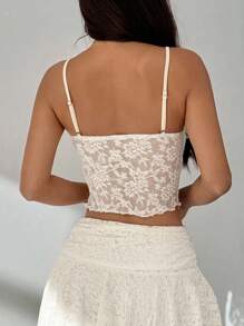 SHEIN PETITE Débardeur élégant à volants en jacquard pour femme pour l'été